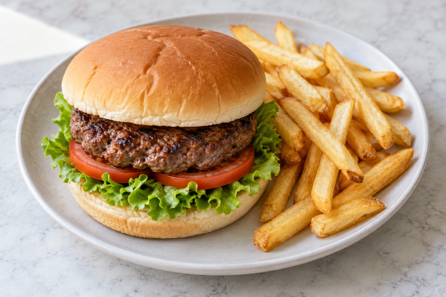 Burger with a side of French fries