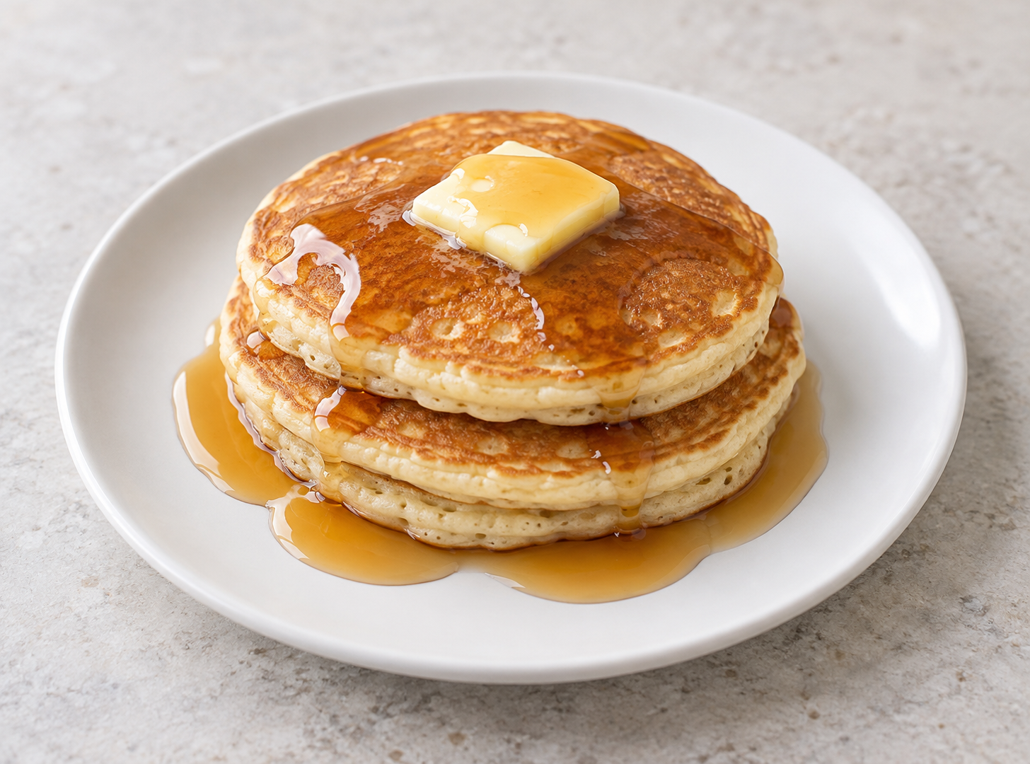 Pancakes with butter and syrup